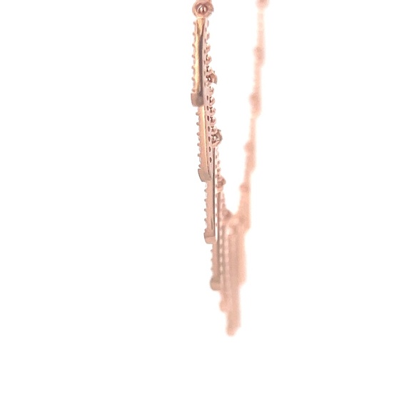 "14.5" Dainty Bar & Bead Dangle Necklace – 14K Rose Gold Plated Sterling Silver" - Picture 2 of 5
